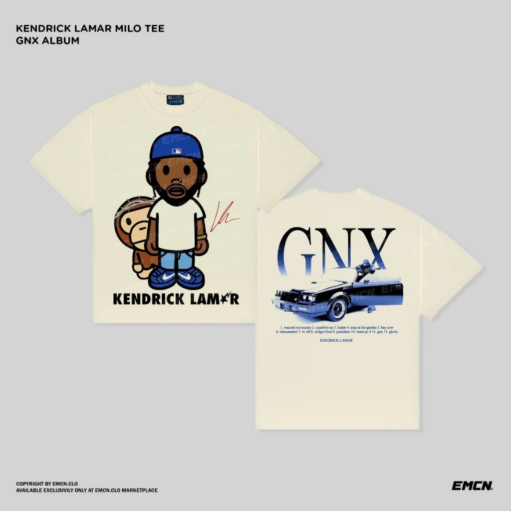 Emcn เสื้อยืดไมโลขนาดใหญ่ Kendrick Lamar GNX