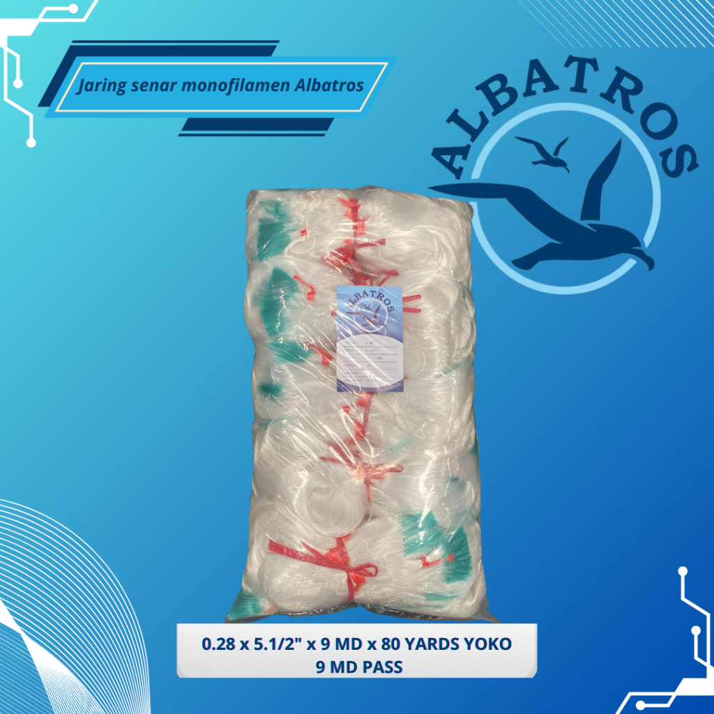 Albatros Monofilament String Net 0.28 X 5.1/2" X 9 MD X 80 YARDS YOKO 9 MD PASS