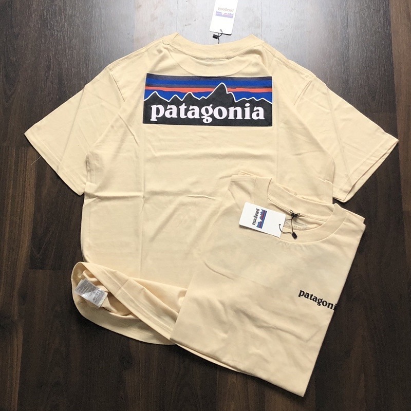 เสื้อยืด Patagonia Beige สําหรับผู้ชายและผู้หญิง / Original Patagonia Fulltag Top / เสื้อแฟชั่น Tran