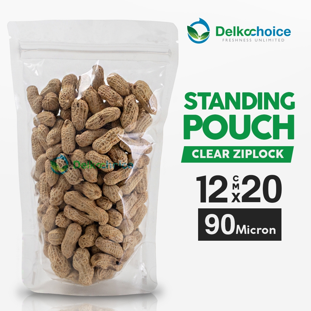 STANDING POUCH CLEAR ZIPLOCK 12 X 20 กระเป๋าใส่อาหารคลิปหนีบพลาสติก