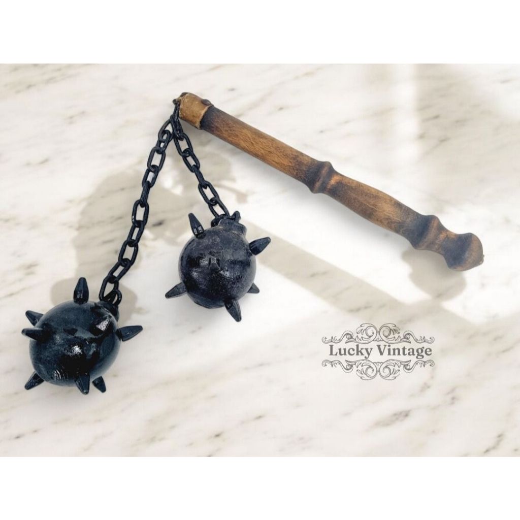 วินเทจยุคกลาง 16th Century Chin Ball เหล็ก Spike