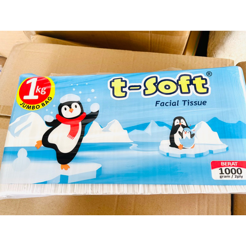 Tsoft Soft กระดาษเช็ดหน้า 1กก. ~ ภาชนะพลาสติกแช่แข็ง