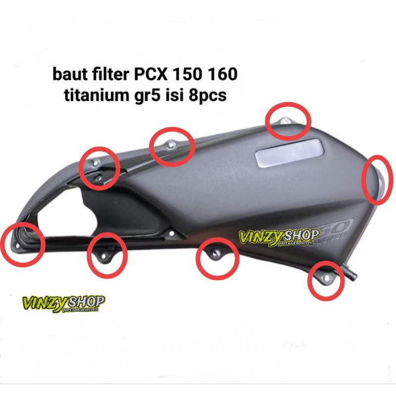 น็อตกรองไทเทเนียม gr5 PCX 150 160 Vario 160 เนื้อหา 8 ชิ้น