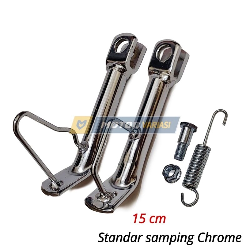 นําเข้า CHROME FLAT SIDE STAND 15 ซม. FLAT SUITABLE สําหรับรถจักรยานยนต์อัตโนมัติ MIO BEAT SCOOPY FINO GENIO VARIO ETC