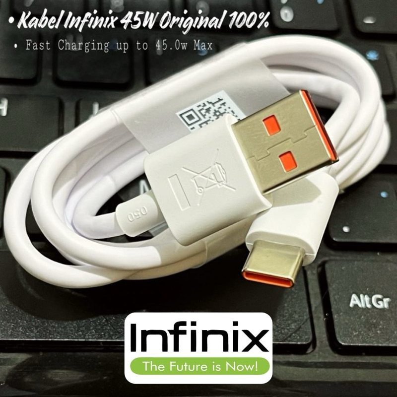 สายเคเบิลข้อมูลคุณภาพเดิมถอด INFINIX USB Type-C 45W สายชาร์จเร็ว