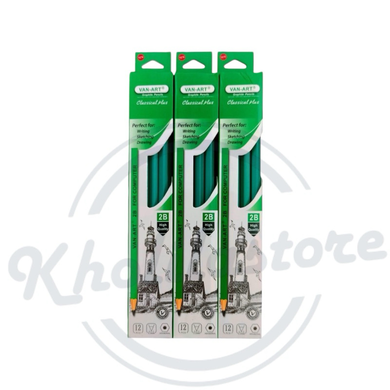 HIJAU ดินสอ Van Art Green 2B มี 12 ชิ้น