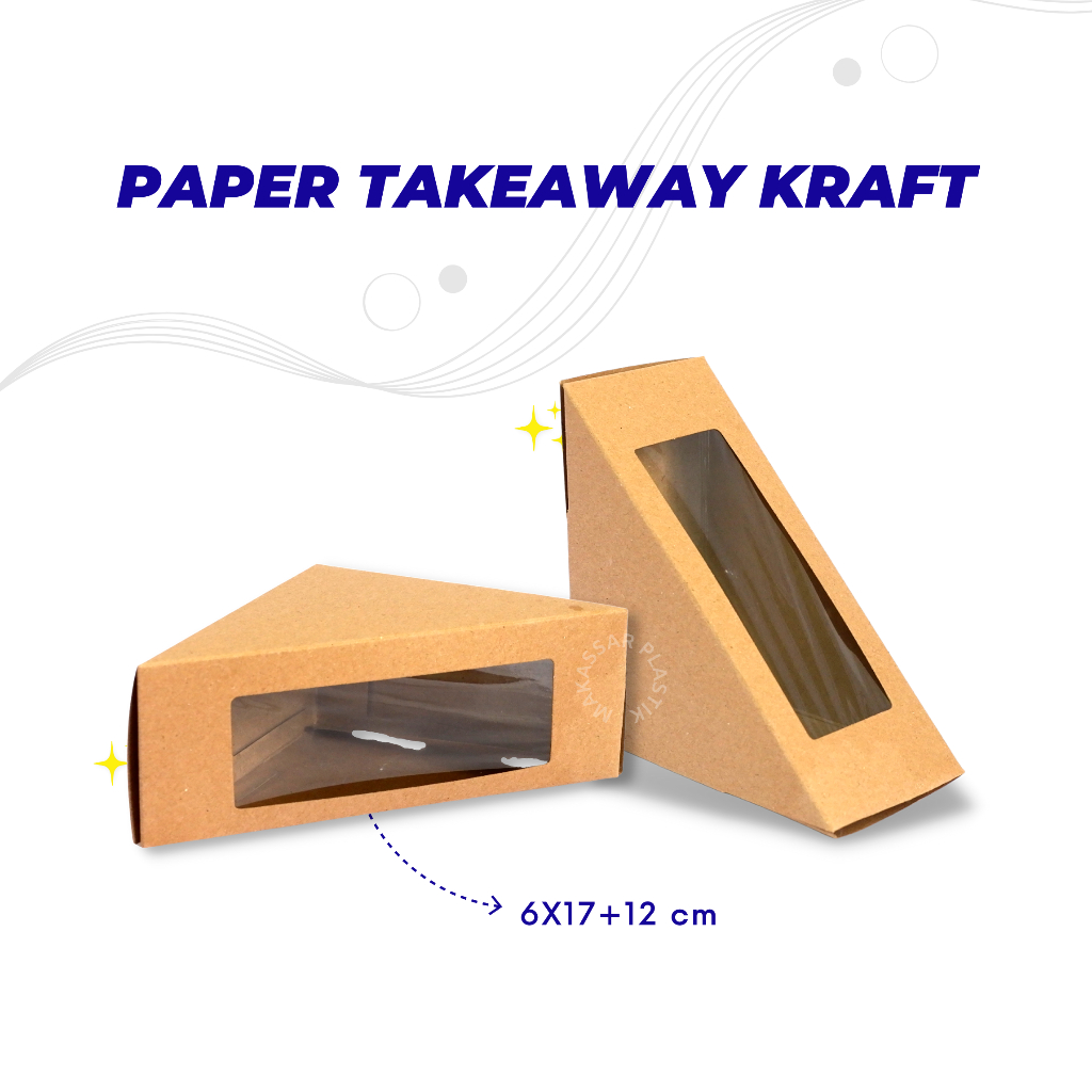 PAPER TAKEWAY KRAFT 6x17+12 CM / SANDWICH BOX / SANDWICH BOX @100 LBR