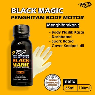 RS31 Penghitam Dasboard Plastik Permanen - Super Black Magic Premium 100 ml dan 65 ml.