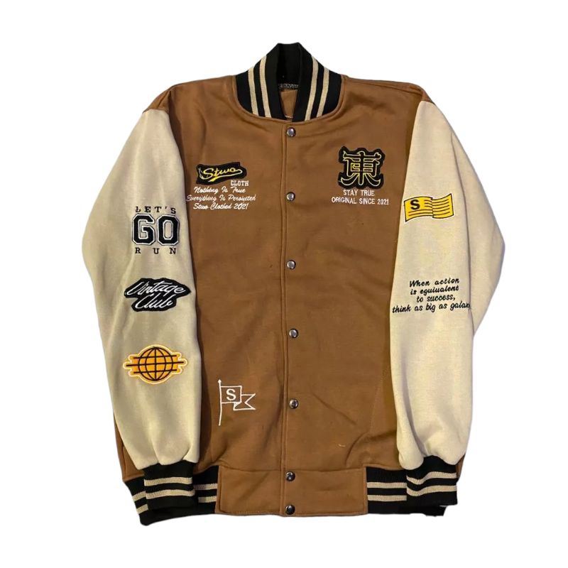 VARSITY JACKET FULL EMBROIDERY OUTERWEAR VARSITY JACKET BASEBALL ผู้ชายผู้หญิง