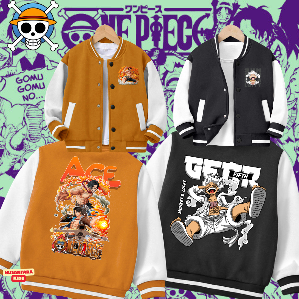 ONE PIECE LUFFY และ ACE VARSITY BASEBALL CHILDRENS JACKET อายุ 2-12 ปี