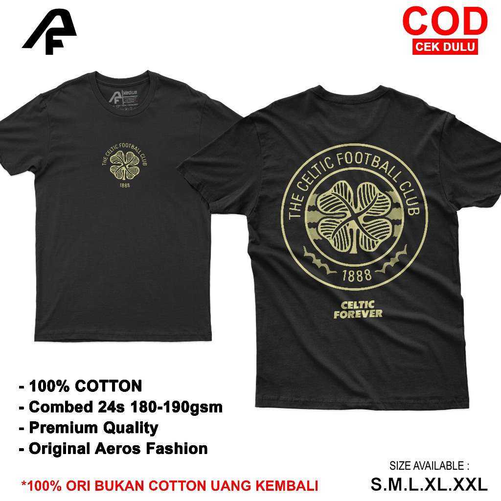 เสื้อยืด Celtic Club Celtic Football Club ผ้าฝ้ายพรีเมี่ยมหวี 24s เสื้อยืด Unisex