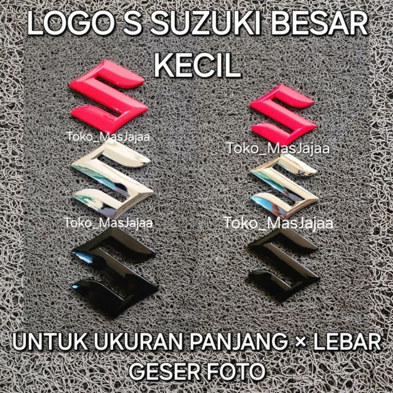 MERAH Suzuki S โลโก้ขนาด 10.5 ซม.และ 8.5 ซม.โครเมี่ยมสีแดงสีดํา / Suzuki S Emblem ขนาดใหญ่ขนาดเล็ก apv karimun swift ertiga / Suzuki Emblem ด้านหน้าและด้านหลัง