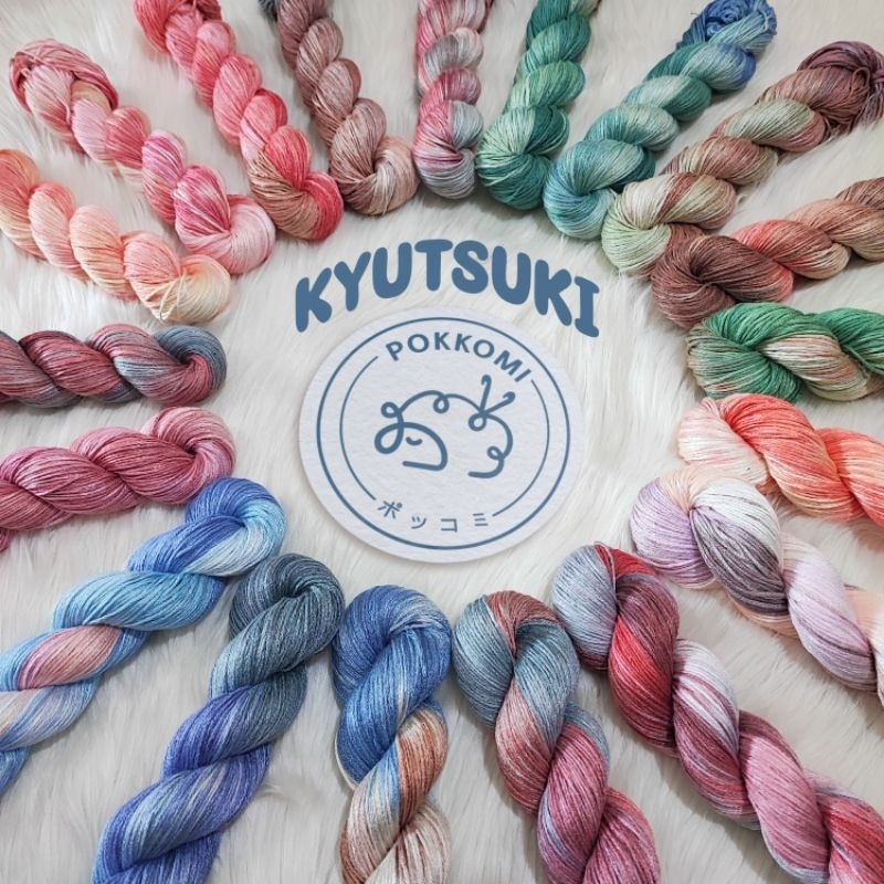 Pokkomi KYTSUKI เส้นด้ายถัก 100% Bamboo Ombre Hand-ย้อมกีฬาน้ําหนัก (ชั้นเล็ก)