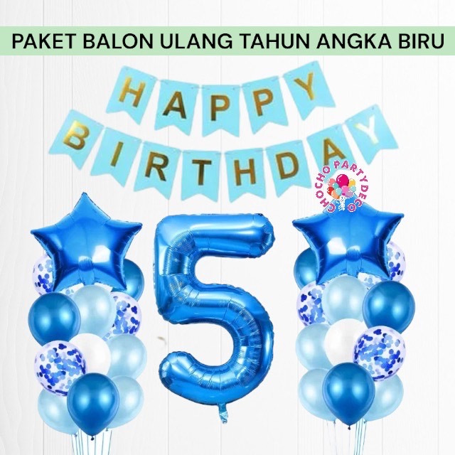 แพ็คเกจวันเกิด HBD หมายเลขสีน้ําเงิน / ตกแต่งวันเกิด