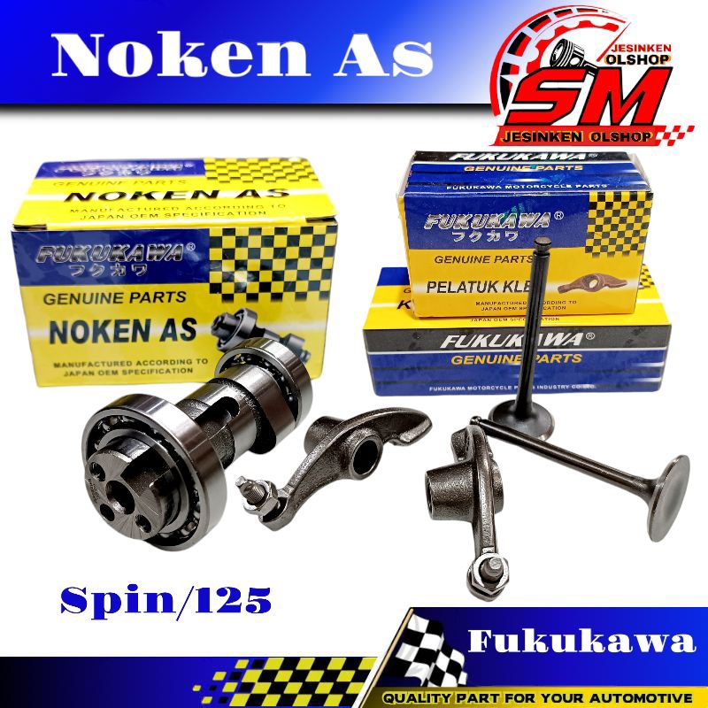 Camshaft Plus Plate in-ex + ร่มวาล์ว in-ex Suzuki Spin/125 Fukukawa