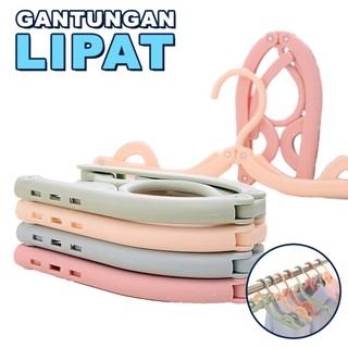 Hanger Lipat Portable Isi 5 dan 10 PCS Gantungan Baju Lipat Serbaguna Hanger Lipat Magic LD-20