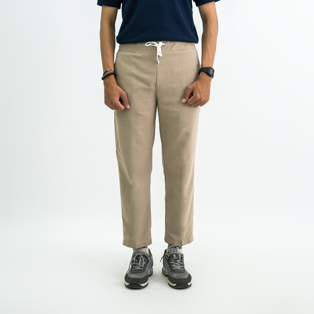 PLAIN Linen Comfy Pants - สีกากี