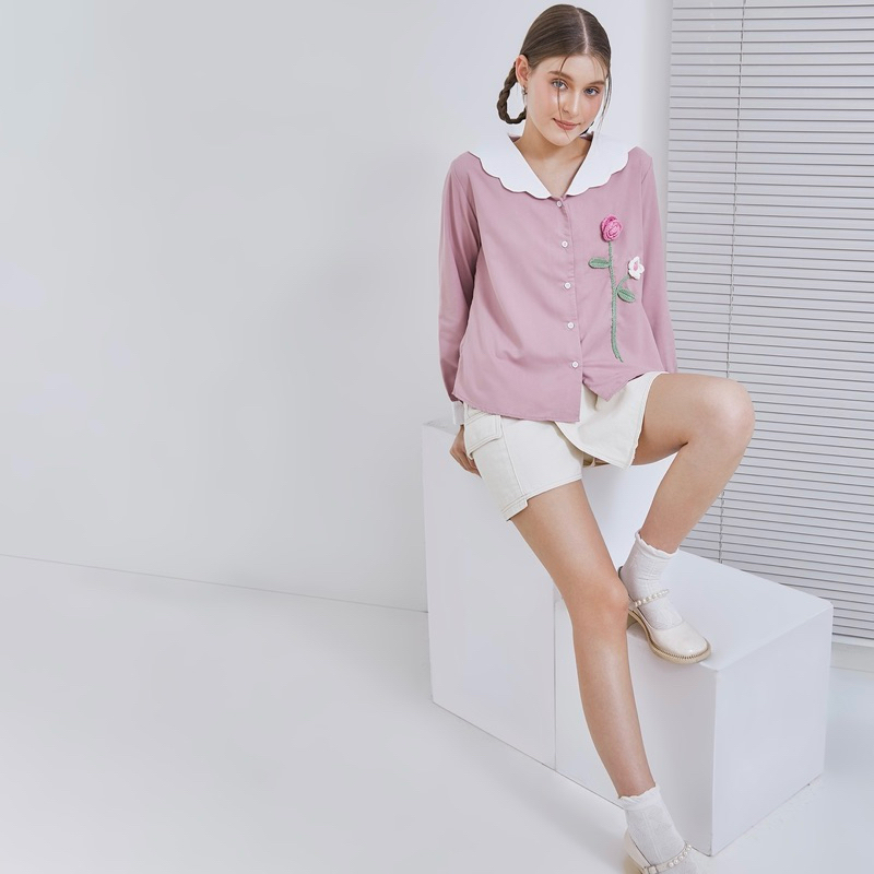 KEMEJA CUCI WAREHOUSE [ Senchi ] - เสื้อเชิ้ตดอกไม้ Deiji 3D / เสื้อเชิ้ตดอกไม้ลายนูน / เสื้อเชิ้ตผู