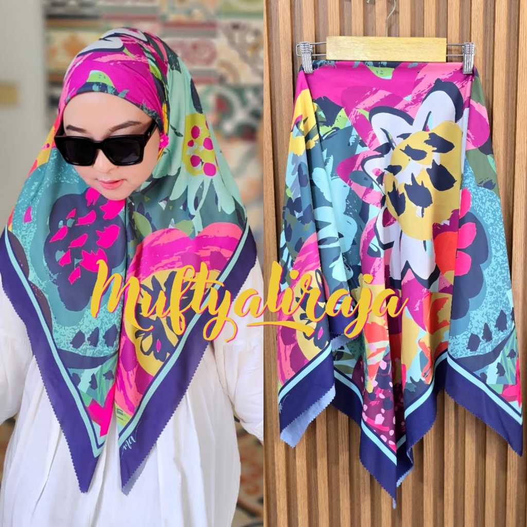 ฮิญาบคุณภาพระดับพรีเมียม VUAL MATERIAL SUBLIM DENAY ผ้าคลุมสี่เหลี่ยมธรรมดา motif