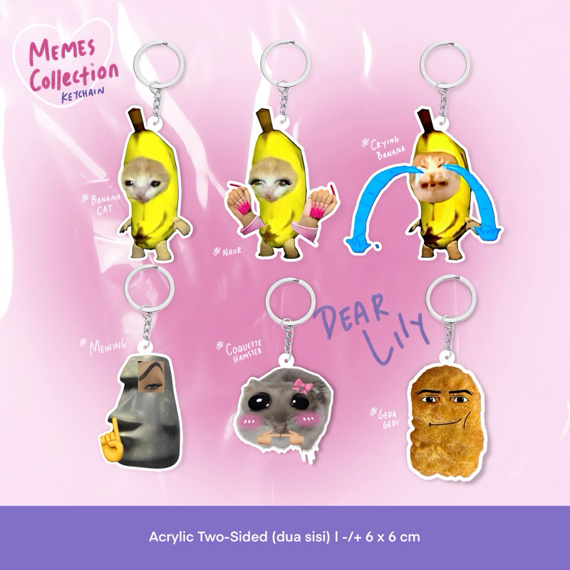 GANTUNGAN Dear Lily - พวงกุญแจแมวกล้วย - Mewing - Geda Gedi - Cute Cat Meme - Gen Alpha
