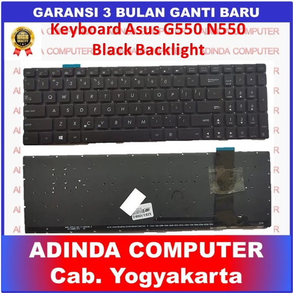 คีย์บอร์ด Asus N550 G550J G550J G550JX G550JK N56 N56V - ไฟแบ็คไลท์สีดํา