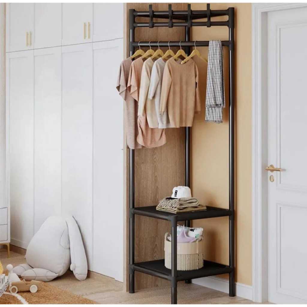 GANTUNGAN Aesthetic Standing Clothes Rack Iron Hanger Stand