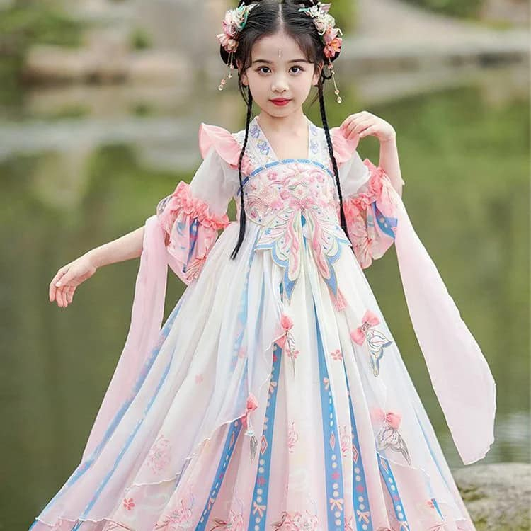 Hanfu Rosa Cheongsam Qibao ชุดตรุษจีนสําหรับสาววัยรุ่น