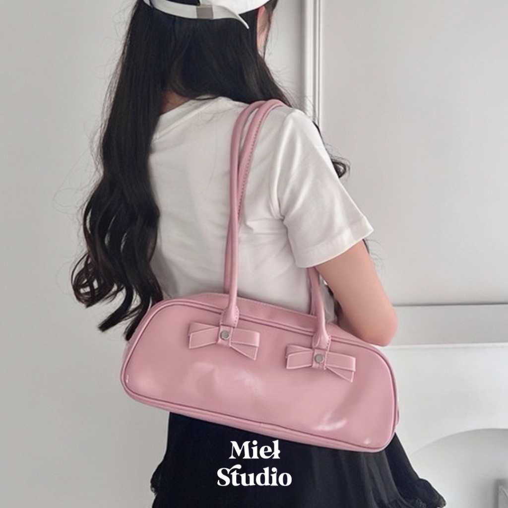 Miel STUDIO Lottie กระเป๋าสะพาย Baguette Bag Underarm Bag Coquette Ribbon Bag