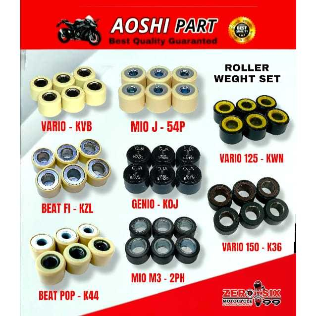AOSHI ชุดน้ําหนักลูกกลิ้งคุณภาพญี่ปุ่นสําหรับ Vario 125 150 Beat FI Scoopy Mio (เลือกประเภทใน Variat