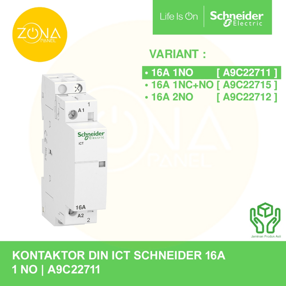 CONTACTOR CONTACTOR SCHNEIDER DIN ICT 1P 16A 1NO A9C22711 ต้นฉบับ