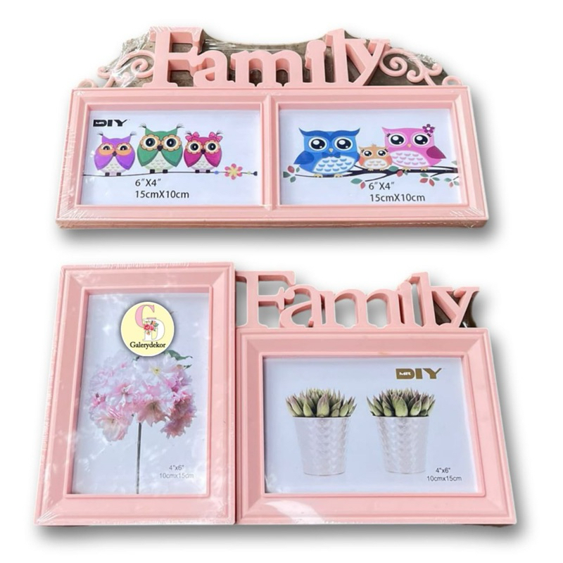 FAMILY PINK TABLE PHOTO FRAME/COLLAGE PHOTO FRAME/SHABBY PINK PHOTO FRAME