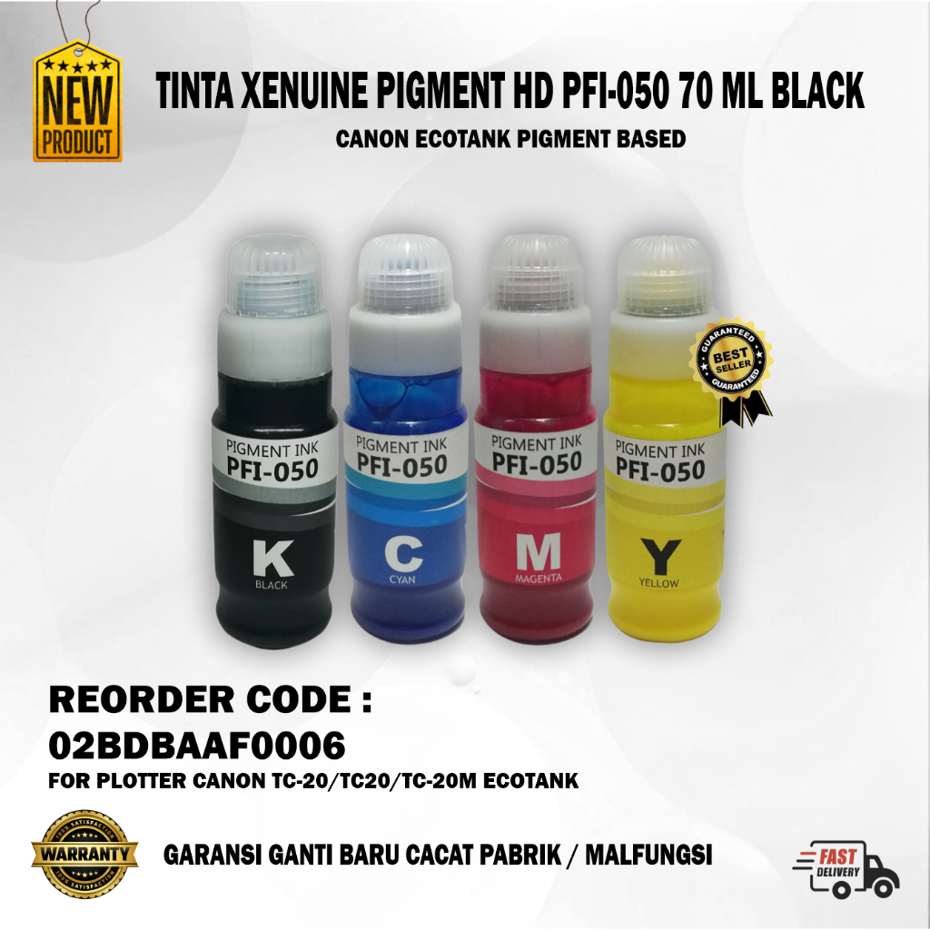 XENUINE PIGMENT HD INK สําหรับ CANON MAXIFY GX 6070 7070 ECOTANK 70 ml CMYK