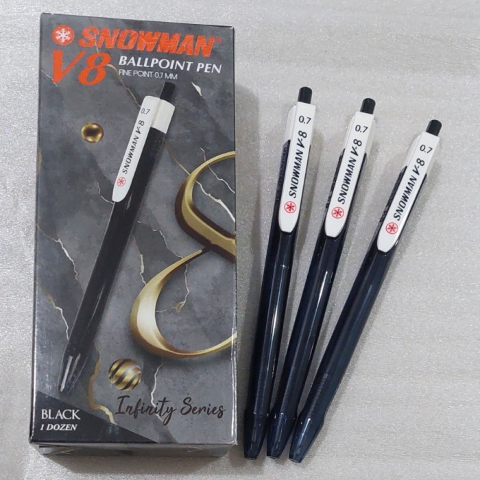 SNOWMAN V-8 Black 0.7 mm ปากกาลูกลื่น Rectract Pen