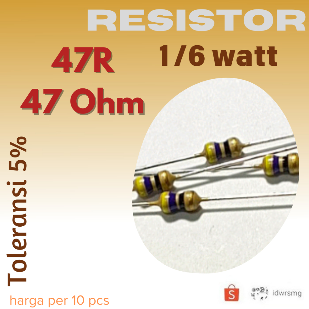 R ตัวต้านทาน 47R R47Ohm 1/6w 47 โอห์ม 47ohm 1/6 วัตต์ 5%