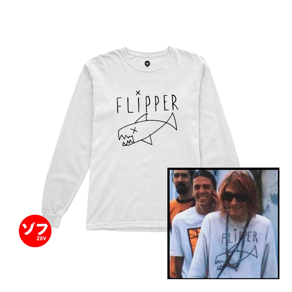 Kurt Cobain Nirvana Flipper เสื้อยืดแขนยาว