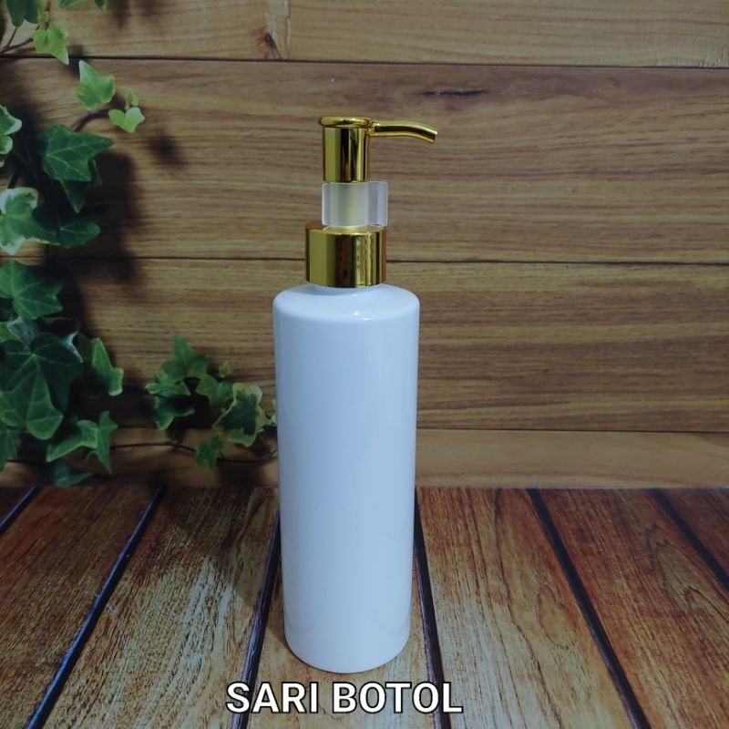 250ML PUMP BOTTLE RF MODEL สีขาว/RF 250ML BOTTLE PUMP CLIP OIL GOLD CAP