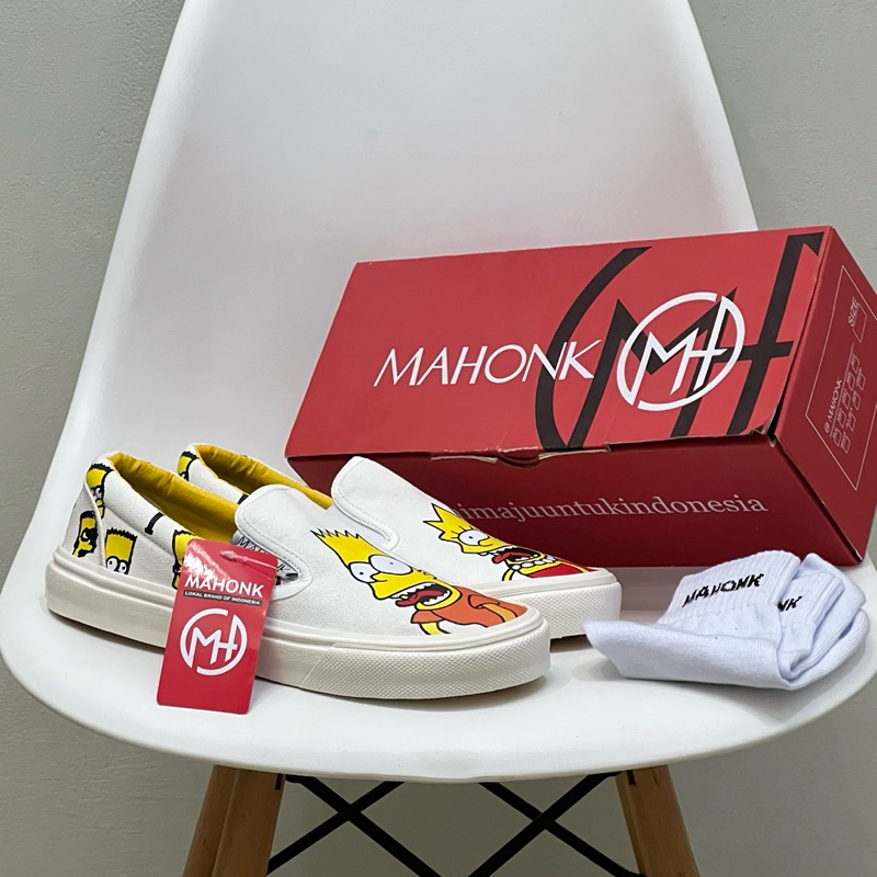 Lokal รองเท้าแบรนด์ท้องถิ่น // Slip On Mahonk Sim C Motif ผู้ชายผู้หญิงผ้าใบวัสดุแบรนด์ท้องถิ่นดั้งเดิม