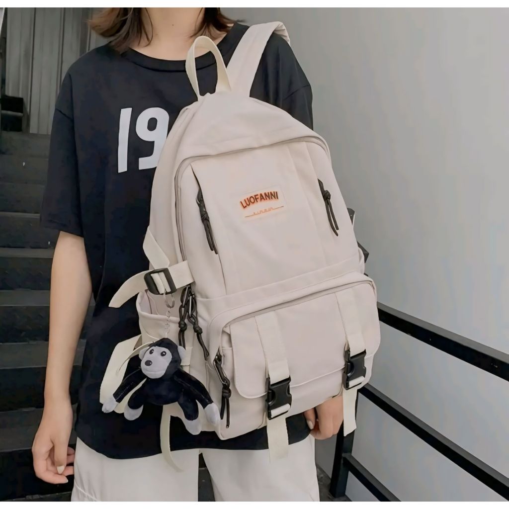 JEENAN Backpack Mens Womens Backpack ล่าสุด Plain Korean Fashion stylish anti-Theft Bag