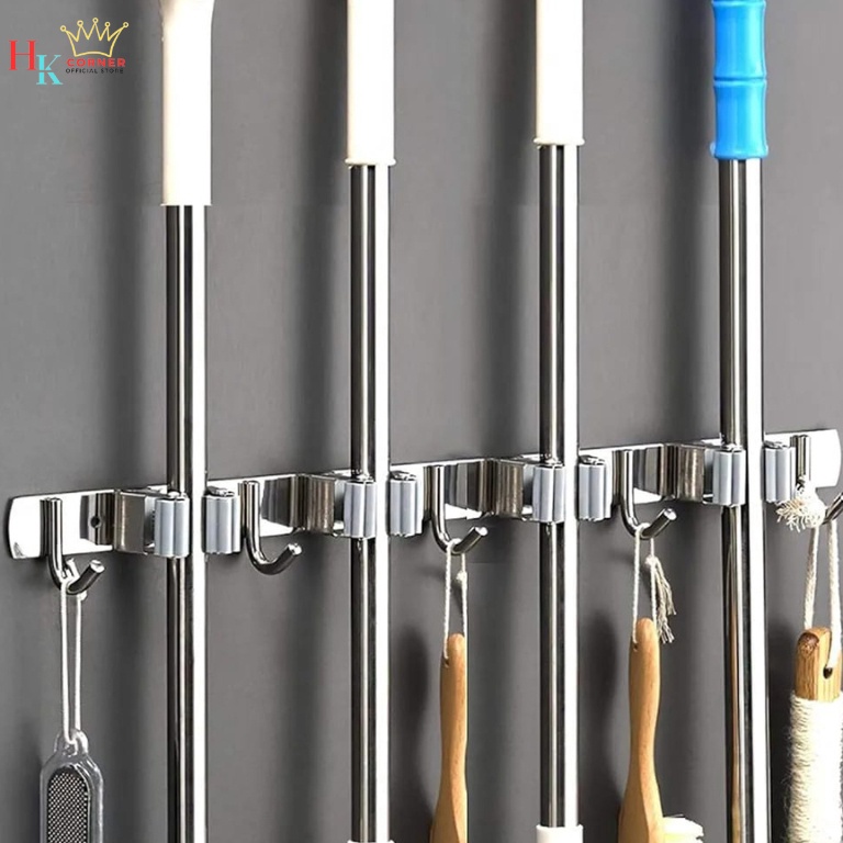 GANTUNGAN ราคา HK Mop Broom Broom Hanger Clamp Holder SUS 34 Stainless Steel Hanger