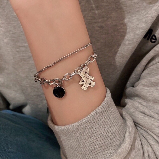 DEARMODIS K22 G22 สร้อยคอโซ่สองชั้นสร้อยคอหน้ายิ้มของผู้หญิงสร้อยคอฮิปฮอปสไตล์เกาหลี