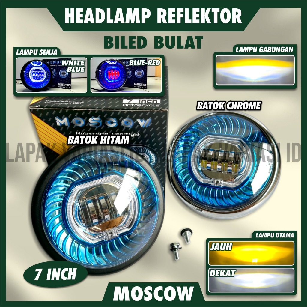 ไฟหน้าโปรเจคเตอร์บิล 7 นิ้ว Billed ORIGINAL MOSCOW 7 นิ้ว Plus Angel Ring + Devil Led 60 วัตต์ชุด RE