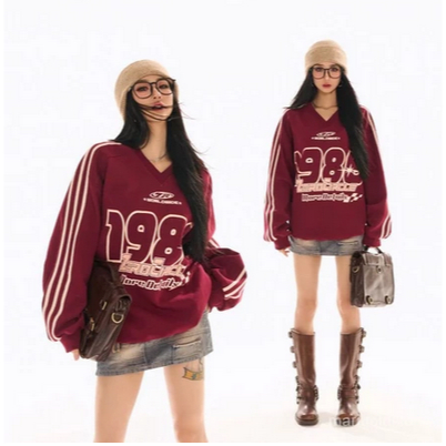 เสื้อกันหนาว ZERO CIRCLE 989 VNECK LATEST เสื้อท็อปผู้หญิง FLEECE สไตล์เกาหลี BASIC