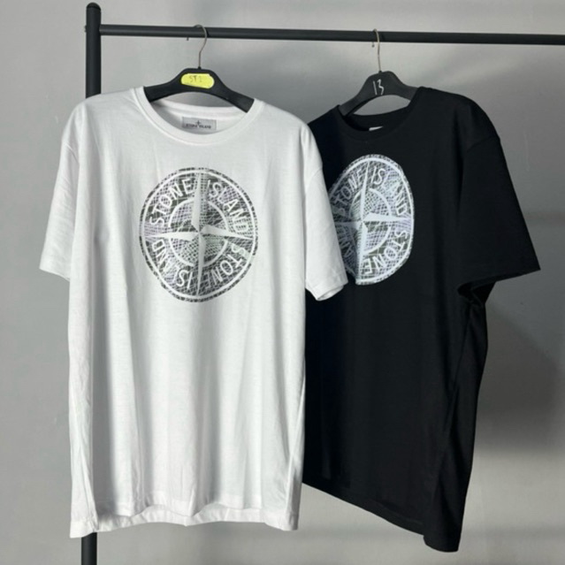 STONE ISLAND เสื้อยืดป้ายเต็มหิน