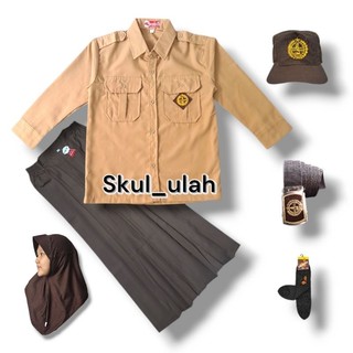 Setelan Seragam Sekolah Pramuka Baju Penggalang Lengan Panjang Rok Coklat Panjang Anak Perempuan Kelas 1_6 Sd