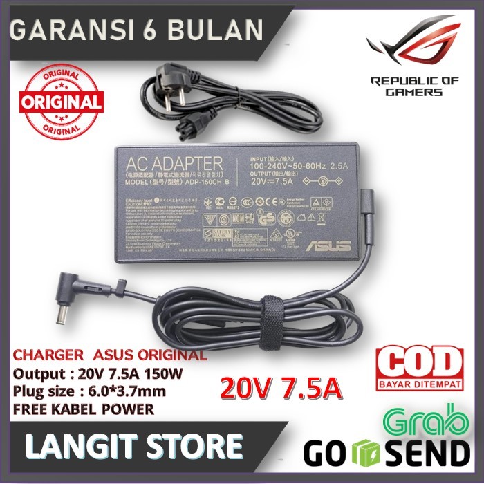 อะแดปเตอร์ AC Fit สําหรับ Asus A18-150P1A 150w TUF Gaming 150W 20V 7.5A 6.0x3.7 มม.