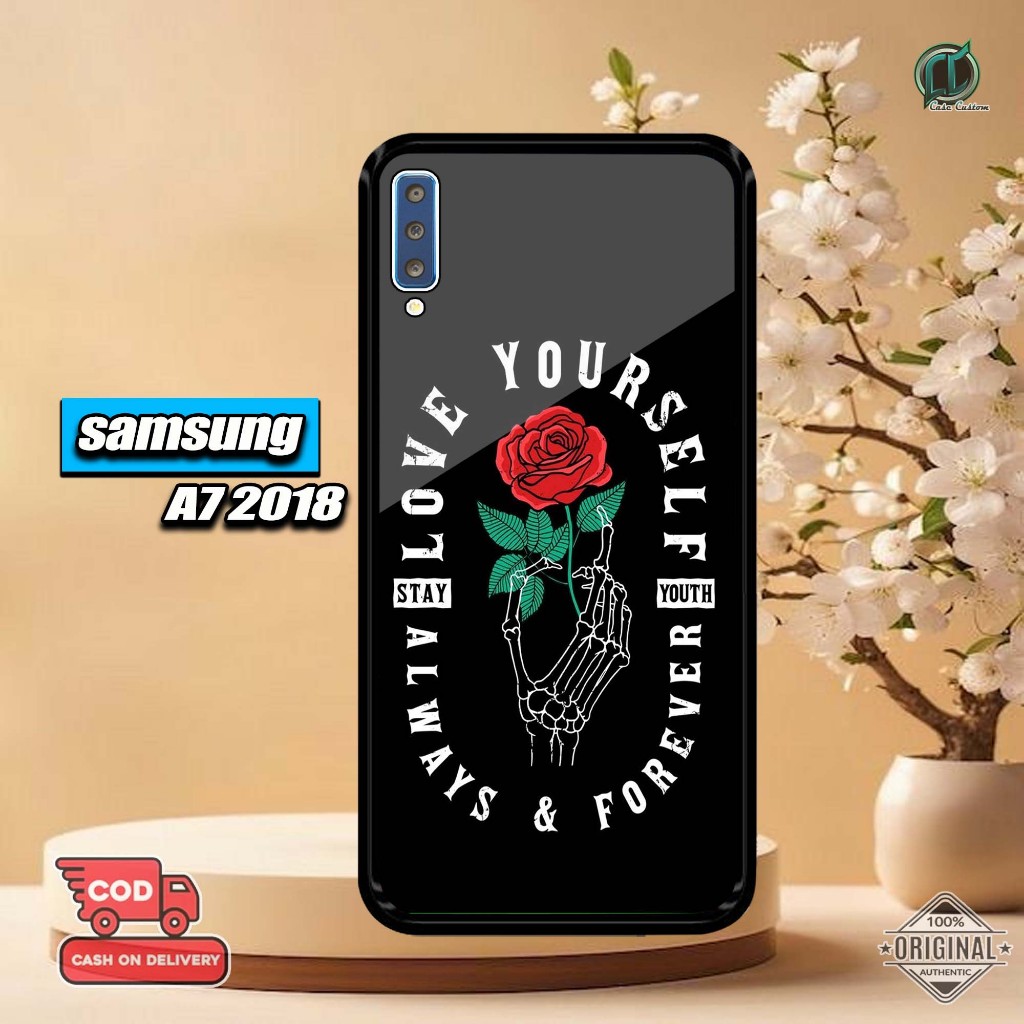 MAWAR ล่าสุด Samsung A72018 2D Glossy Hardcase [ROSE Motif] Samsung A72018 Casing Hardcase Sofcase G