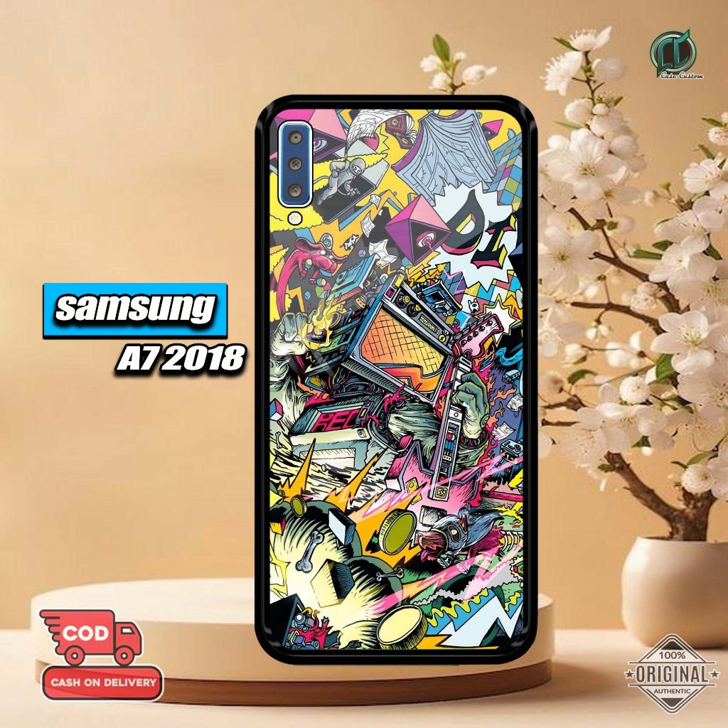 เคส Samsung A72018 ล่าสุด 2D Glossy Hardcase [Grafity Motif] Samsung A72018 Casing Hardcase Sofcase 