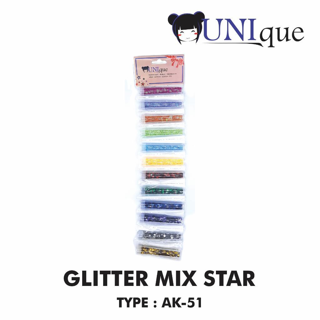 GLITTER POWDER V-TEC UNIQUE GLITTER MIX STAR TYPE AK 51 สําหรับสี SLIME
