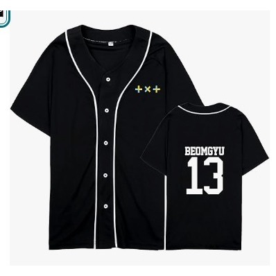 Txt kpop beomgyu 13 เสื้อเบสบอลเกาหลีสีดําเสื้อผ้ากีฬาเกาหลี