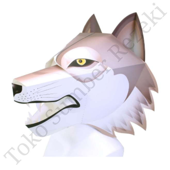 ฟิกเกอร์ Full Head Mask Wolf Papercraft 3D Wolf Mask Paper Craft